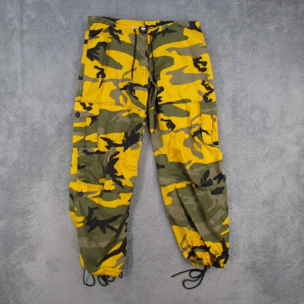 Rothco Mens Yellow Camo Cargo Pants Medium Camouflage Drawstring Tactical BDU